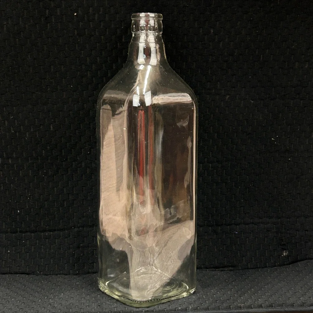 Vintage Clear Glass Square Liquor Oil Bottle 0.750 ml 10.5 Inch‎ DIY Decor